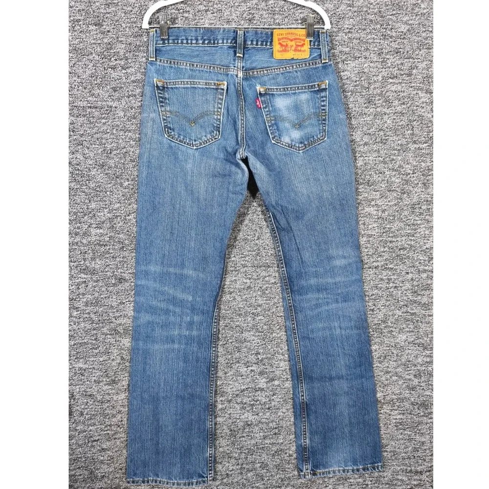 Levis 527 Slim Bootcut Jeans Mens 30x32 Medium Wash Distressed 05527-0521